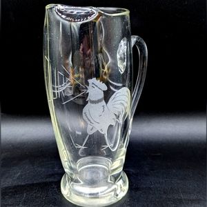 Vintage Etched Glass Mid Century Martini Pitcher Elegant 1950s Barware